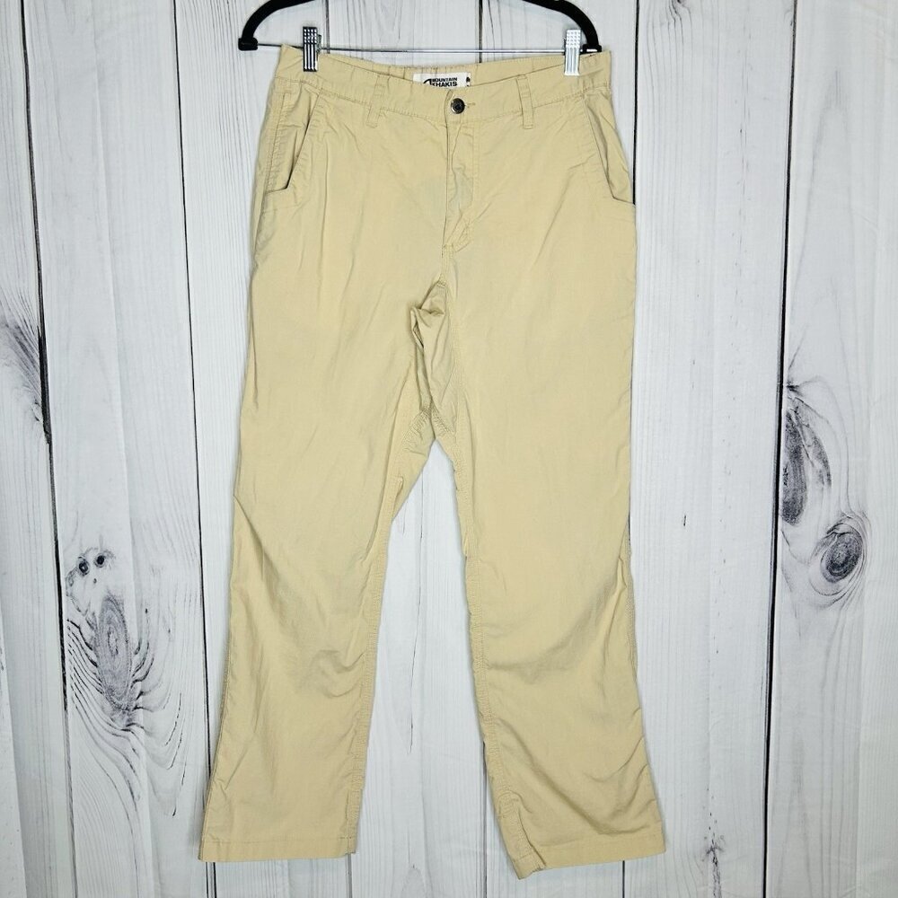 Mountain Khaki Poplin Slim Fit Pants Sz 32x30 Tan Lightweight Chino Stretch